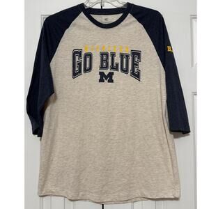 Men's Colosseum Go Big Blue Michigan Raglan T-Shirt, Size XL